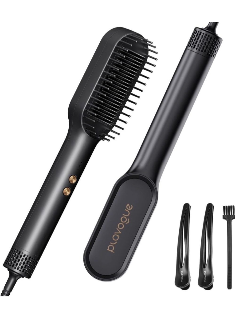 Plavogue White Straightening Brush with Subtle Black Logo